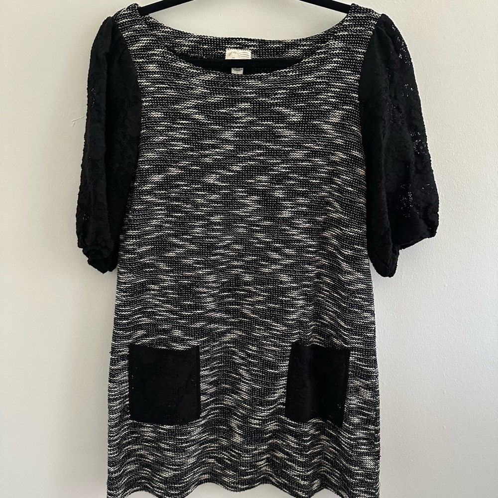 Anthropologie Black and Gray Sweater Dress